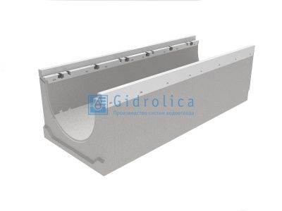 Лоток водоотводный бетонный коробчатый (СО-300мм), с оцинкованной насадкой КU 100.39,9 (30).54,5(47,5) - BGZ-V, № 30-0